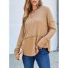 IHUASU Autumn Winter Women's Casual Shirt Solid Color Long Sleeve Splicing Solid Color Loose Hoodie Women On