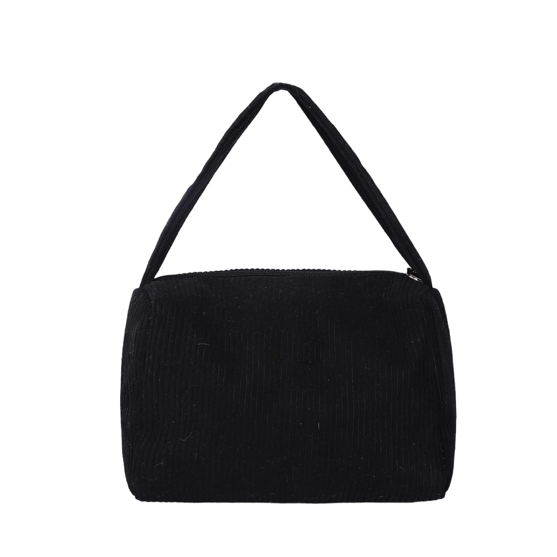 

Вельветовая косметичка женская большая вместимость 2025 весенняя мода универсальная сумка-тоут женская сумка-подушка чёрный