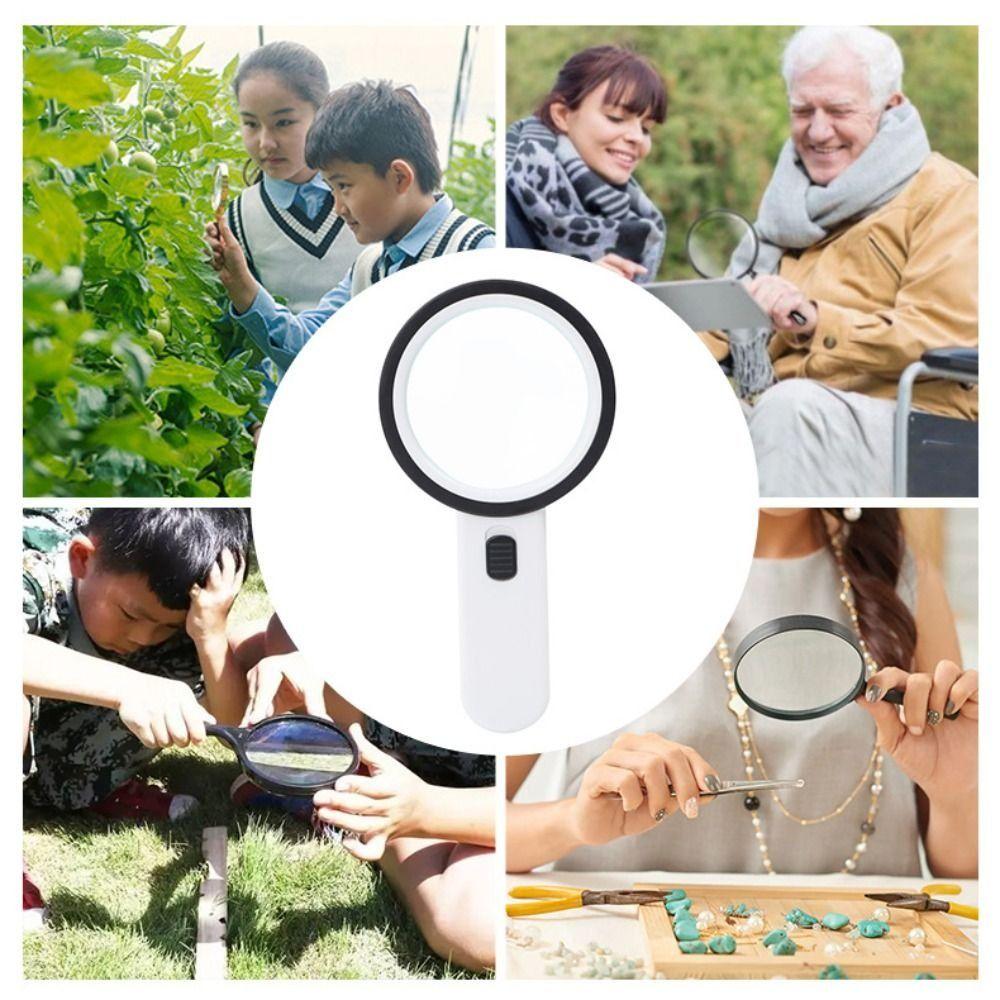 Illumination Hand Held Magnifying Glass HD Reading Magnifying Glasses  Coins Inspection