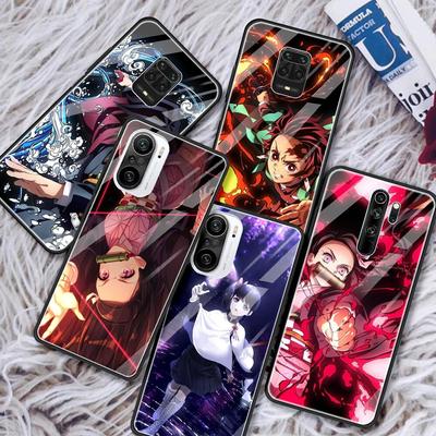 Glasfodral För Redmi Note 10 9 9T 9S 8 8T 7 9A 8A K30 K40 Pro Max 5G Silikonskal Svart Fodral Demon Slayer Kimetsu No Yaiba