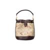 Coach Shoulder Bag Bucket 16 Letter Logo Nameplate Heart Print Drawstring Classic Jacquard Leather Bucket Handbag Small Women's Beige and Dark Brown