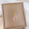 Irregular Pink Love Light Luxury Temperament Gorgeous Full Diamond Necklace Female Versatile Collarbone Chain Titanium Steel Chain