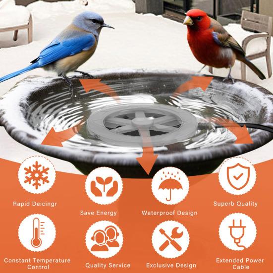 70W Pond De-Ice Heater Thermostatically Controlled Energy-efficient Bird Bath Ice Melter Anti-rust Bird Bath Heater