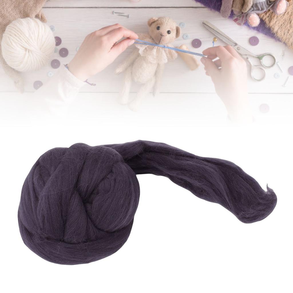 Wool Roving 200g Dark Gray Soft Wool Roving Yarn for Felting Blending Weaving Crafting