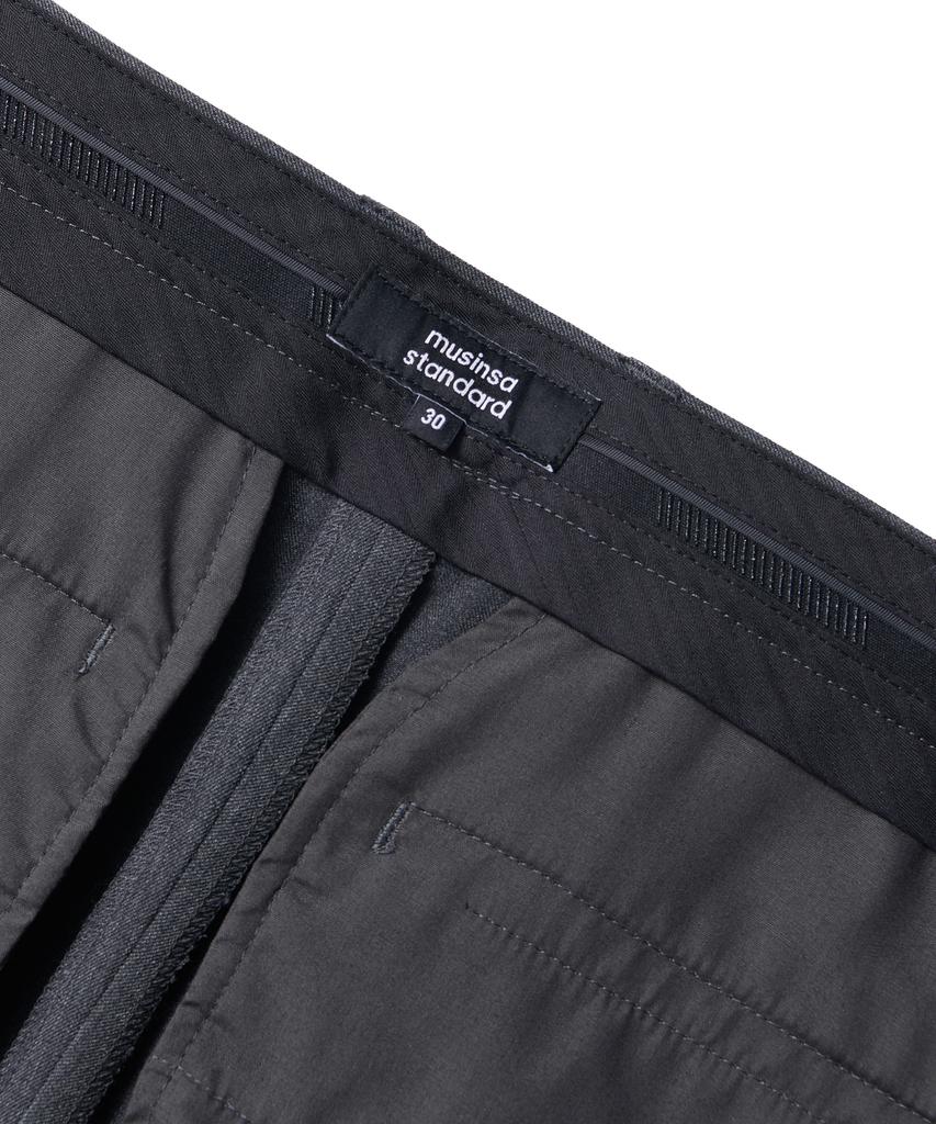 MUSINSA STANDARD Recycled One-Tuck Relaxed Tapered Hidden Banding Crop Slacks [Medium Grey]