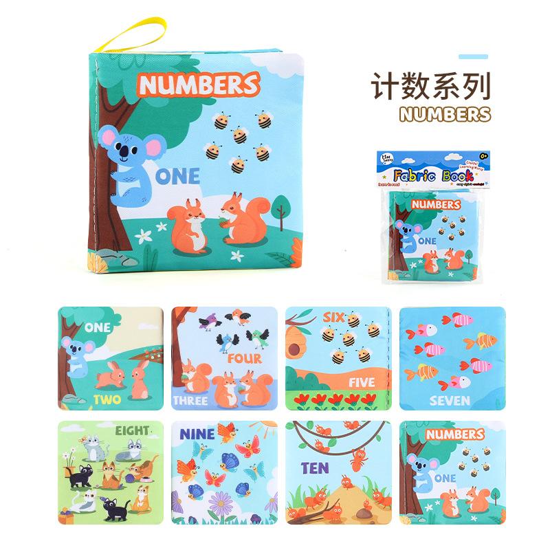 Three-Dimensional Baby Cloth Book Early Education Toy 4 Pages 8 Sides Palm Book Forest Animals English Cognition Baby Cloth Book