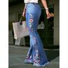 Plus Size Women's Micro Flare Embroidered Stretch Jeans