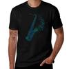 Saxophone Art - Blue Mix T-Shirt Funny T Shirts Cotton T Shirts for Man Slim Fit T-Shirt