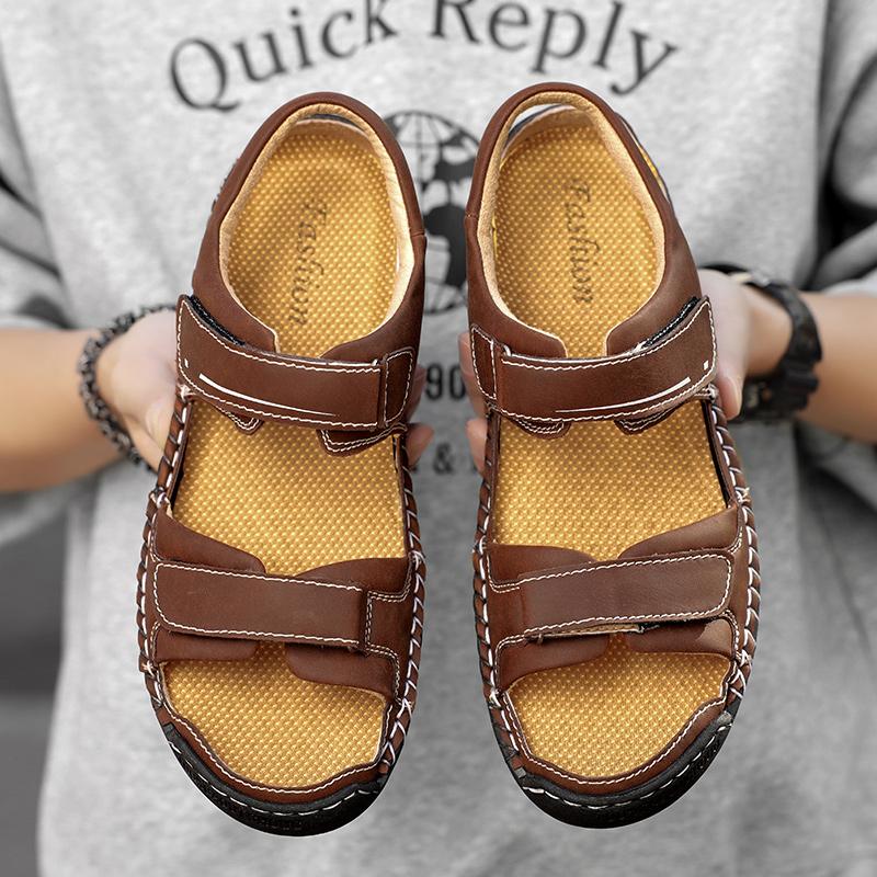 Classic High Quality Cow Leather Sandals Summer Outdoor Handmade Men Sandals Fashion Comfortable Men Beach Leather Shoes Size48