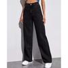 Damen Jeans mit hohem Bund, geradem Bein, lockerer Passform, lässiger Vintage-Stil, Baumwollmischung, lange Hose