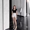 High Waist Black Slim Summer Shorts - Sexy New Elastic Hip Peach Leggings 2024