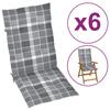 Day and Night - Day and Night High Back Garden Chair Cushion 6 Units Gray Squares 120x50x3 Cm