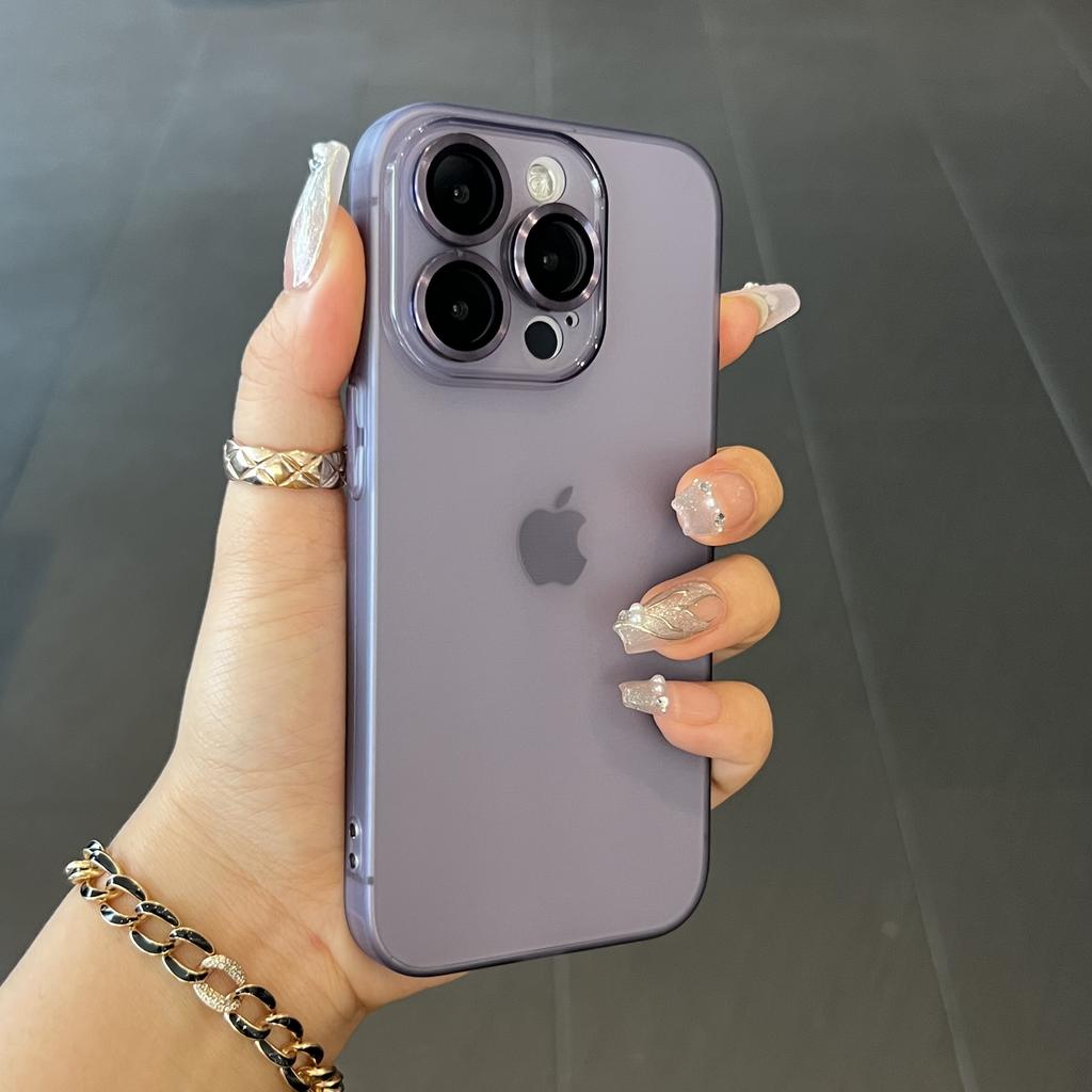 Matte Ultra Thin Soft TPU Case For iPhone 15 14 Plus 13 12 11 Pro Max Transparent Clear Metal Camera Protector Cover