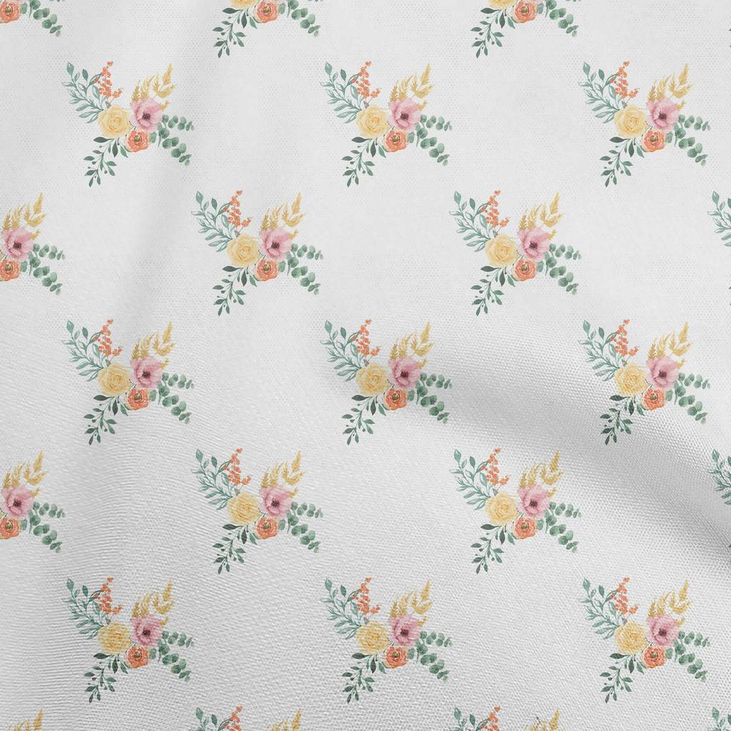 oneOone Cotton Cambric Yellow Fabric Watercolor Floral Sewing Material Print Fabric By The Yard 42 Inch