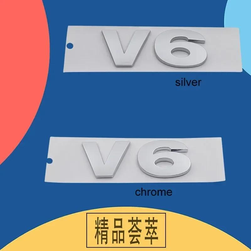 3D Premium V6 V 6 Letters Car Engine Hood Fender Trunk Tail Rear Decal Emblem Badge Sticker for Discovery Evoque Vogue