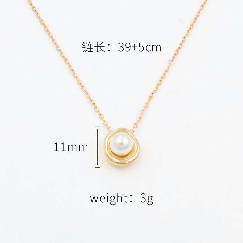 French Baroque Light Luxury Niche Non-Fading Collarbone Chain Inlaid Oval Pearl Girls Popular Jewelry Necklace