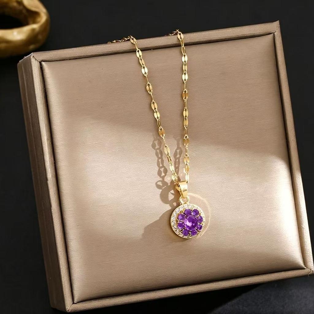 Rotatable Sunflower Pendant Necklace U Geometric Titanium Steel Light Luxury