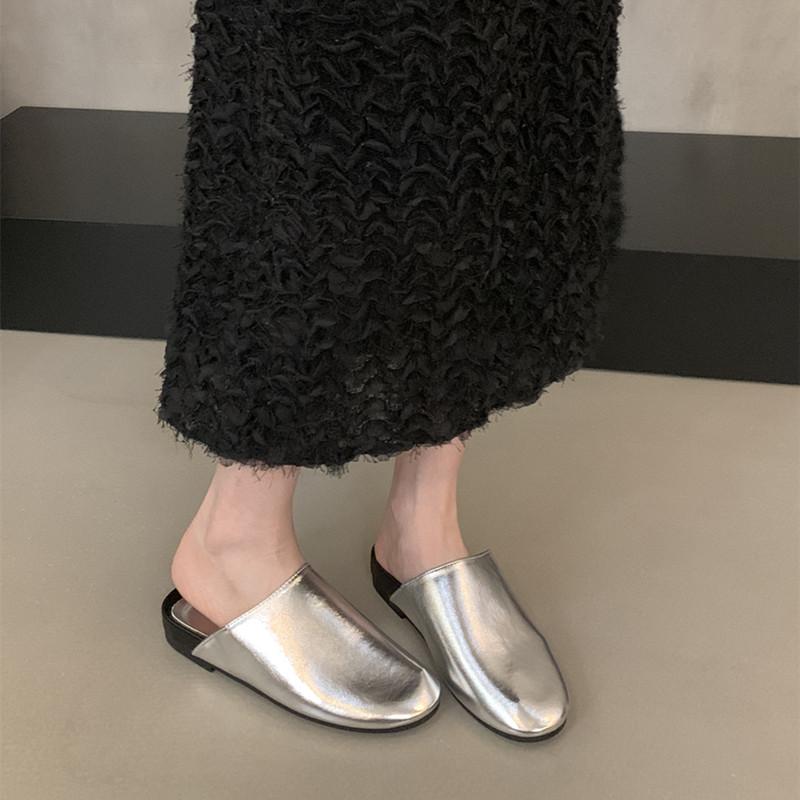 Fashion Bailamos New Brand Women Slipper Fashion Round Toe Slip On Mules Shoes Soft Flat Heel Outdoor Casual Slides Mules Shoes