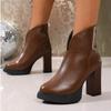 European and American style zipper fashion shoes fashion spring and autumn ankle boots new waterproof table thick heel pointed high heels women