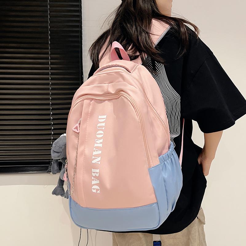 Schoolbag schoolbag 1011 summer new Korean version simple anti-theft contrasting color backpack junior high school college student shoulder back