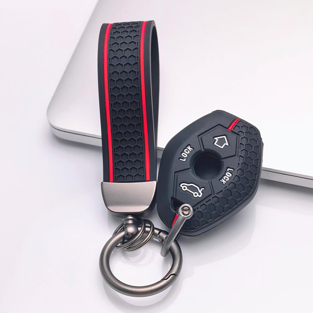 Key Fob Cover for BMW E46 with Keychain Silicone Stand Key Cover with Keychain Car Key Case Accessory Shell Anti-Scratch Surface Shockproof Structure