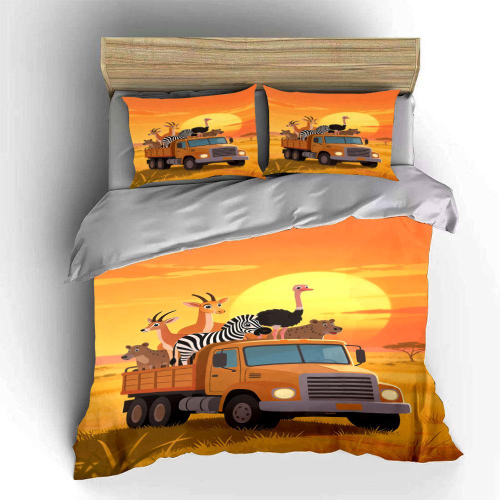 Truck carrying assorted animals. Bedding sets Duvet cover sets Duvet covers Pillowcases(1 * Duvet Cover 2 * Pillowcases, without duvet insert)