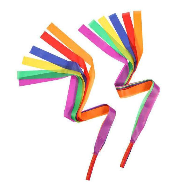 Ribbons Rainbow Streamers Hand Held Rhythmic Gymnastics Dance Fun Adults Kids Girls Sensory Development Toys Party Favors