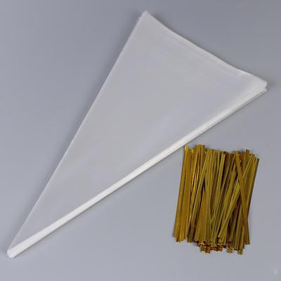 100X Clear Cone Shape Cellophane Bags Candy Sugar Popcorn Flower Packing Bag