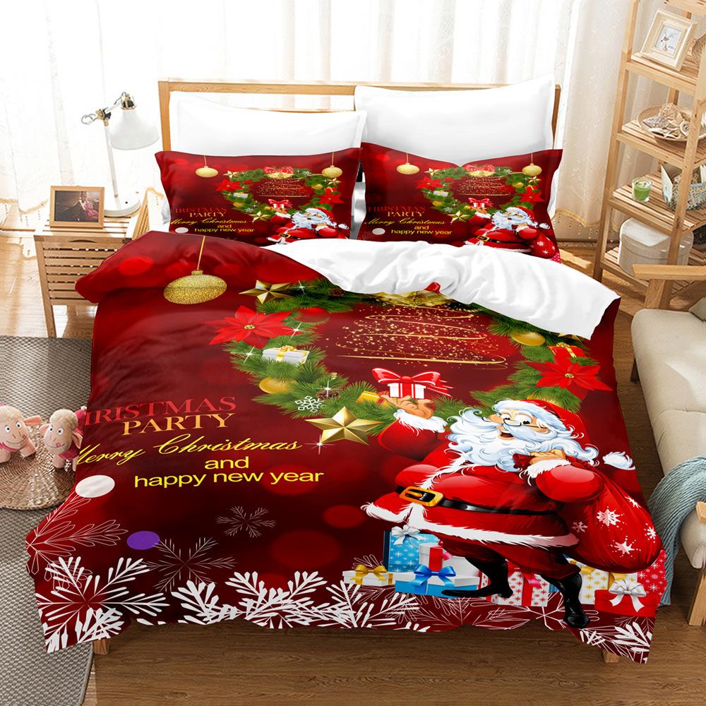 3D Digital Printing Three-Piece Set, Christmas Santa Series Bedding Kit