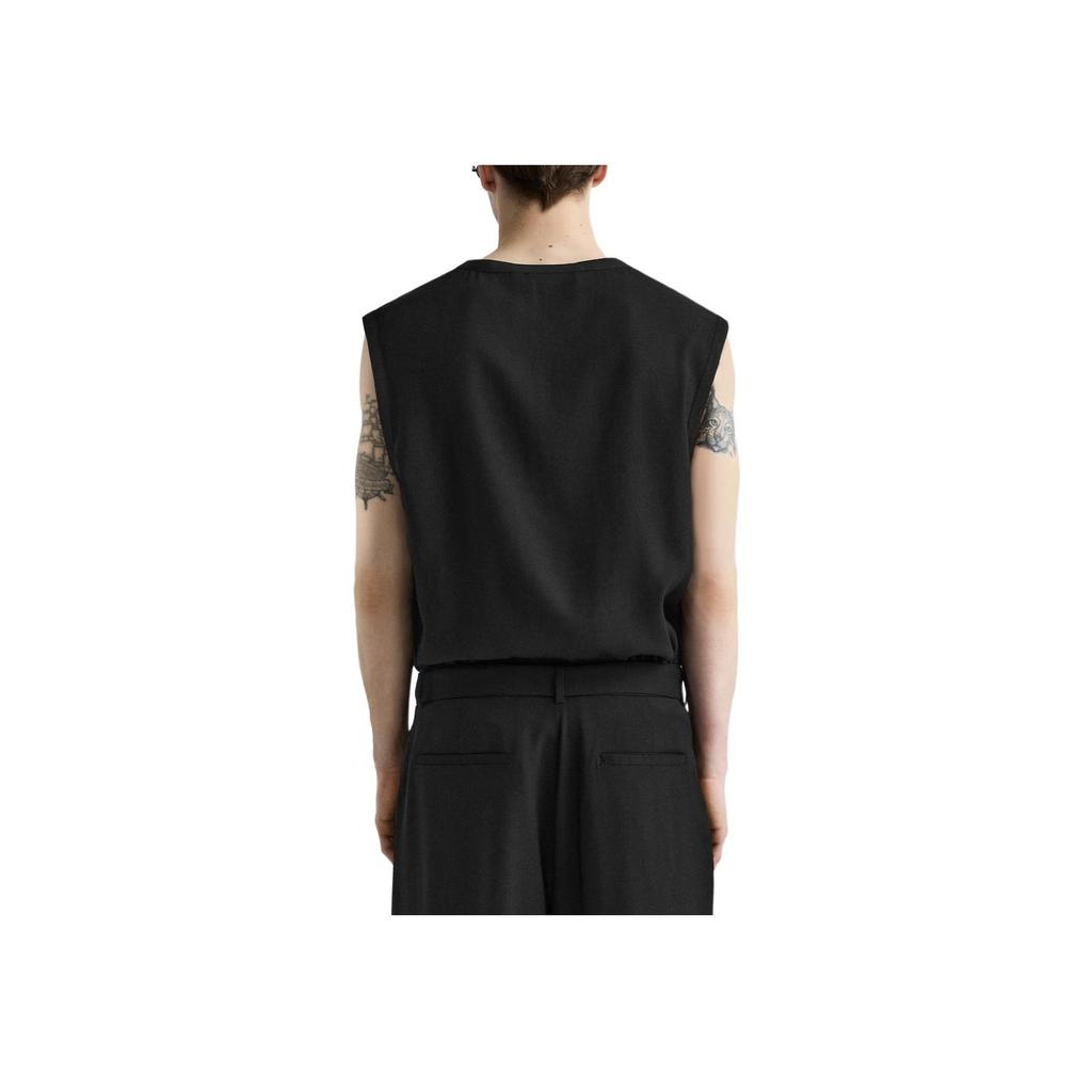 Zara Solid Color Round Neck Sleeveless T-Shirt Men Tops Black 7545348-800