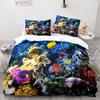 Fish Bedding Set Single Twin Full Queen King Size Marine Life Bed Set Aldult Kid Bedroom Duvetcover Sets 3D Anime Kawaii 013
