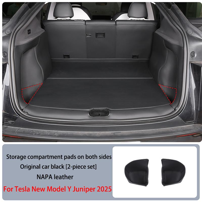 For Tesla New Model Y Juniper 2025 Leather Trunk Mats Rear Seat Back Protector Pad Backrest All Weather Liner Pet Anti-kick Pad