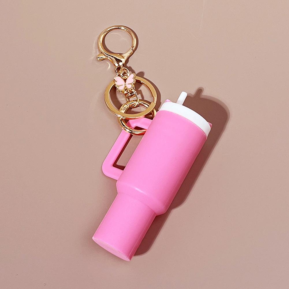 Mini Cup Keychain Butterfly Cute Tumbler Key Ring Chapstick Holder Keychain for Stanley Cup Accessories
