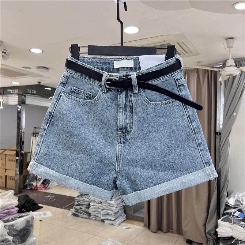 Women s High-Waisted Loose Fit Wide-Leg Denim Shorts L