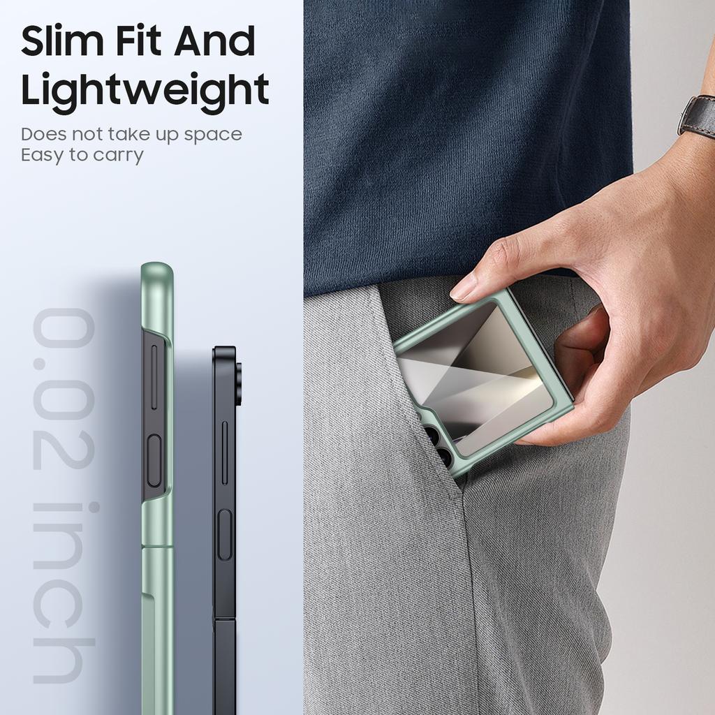 Slim Hard PC Case for Galaxy Z Flip 6 with Built-in Screen Protector,Shockproof Anti-Scratch Full Body Protection Cover,For Wireless Charging-Green
