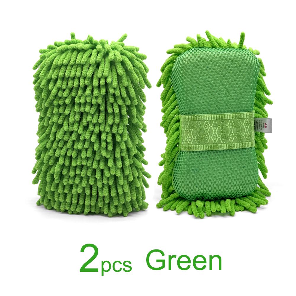 

AUTOBRIGHT 2 шт. 7 цветных губок для мытья автомобиля, большой размер, перчатки из шенилла, утолщенные, прочные, губка для мытья деталей, инструменты для мытья