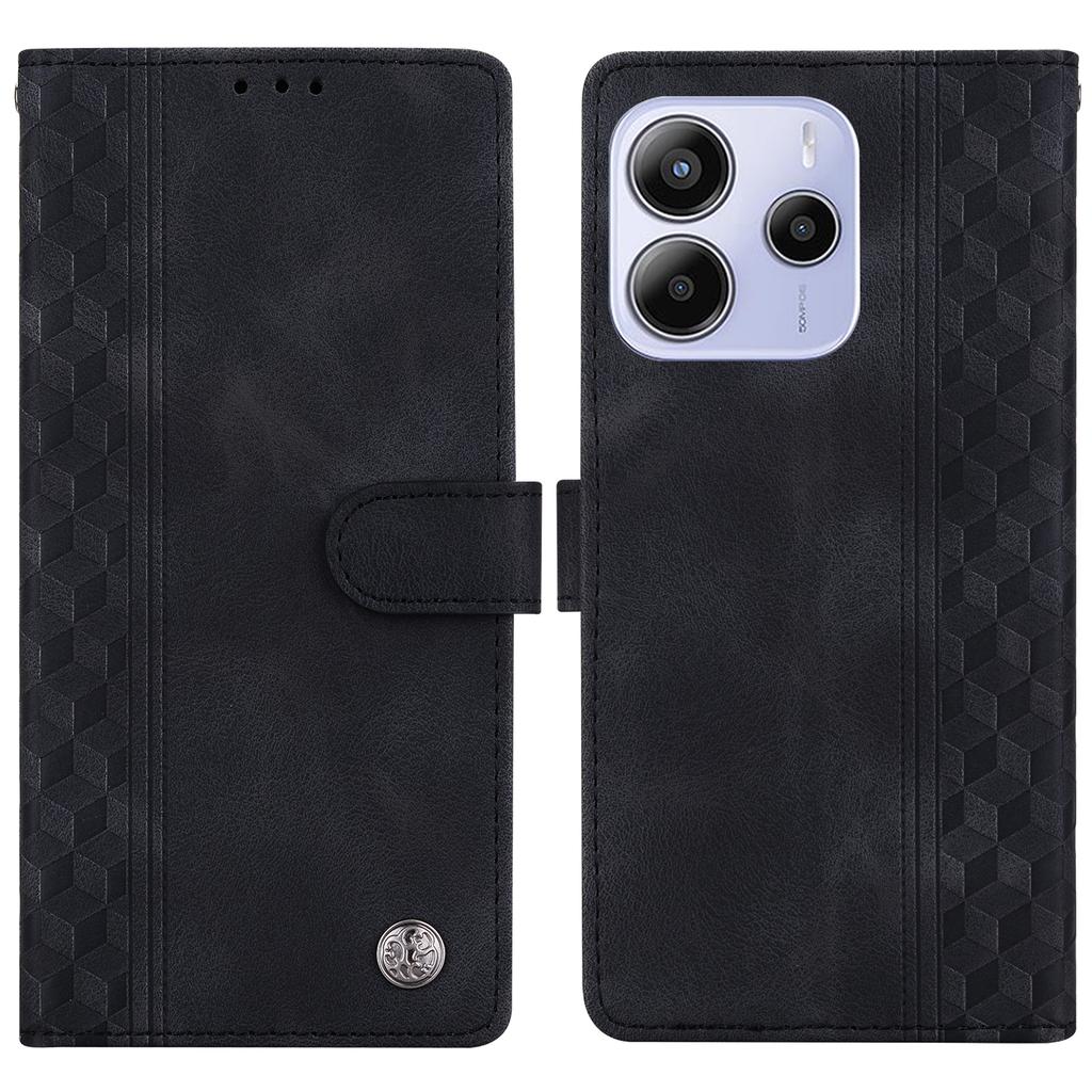 For Xiaomi Redmi Note 14 5G Leather Case Imprinted Checkered Pattern Wallet Stand Flip Phone Cover