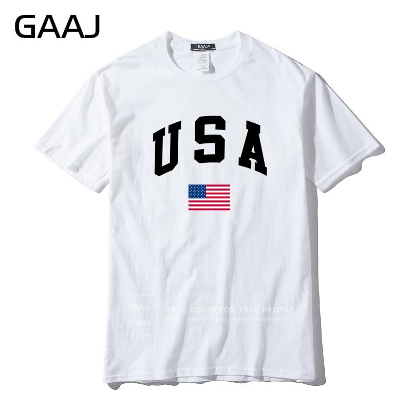 GAAJ USA America Flag Men T Shirt Top High Quality 100 Cotton Tshirts For Man Tshirt Printed Brand Clothing Casual Streetwear
