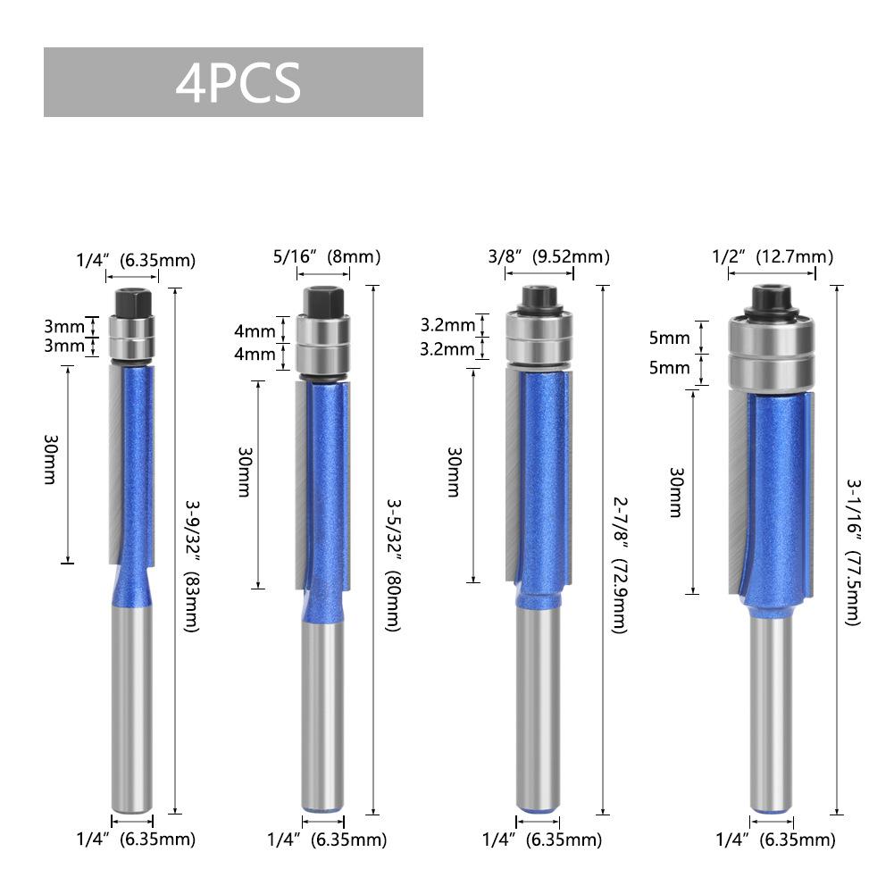 1/4 Shank Biaxial Trimming Tool Woodworking Milling Knife Double Edge Trimming Machine Cutting Head Electric Wood Milling Tool