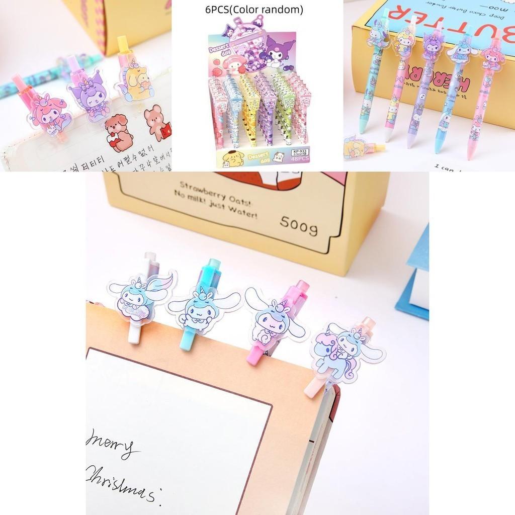 Caneta de Pressão com Adesivo Sanrio de Verão Desenho Animado Cão Patsy Peixe Feio 0.5mm Preta Caneta de Assinatura para Estudante Atacado
