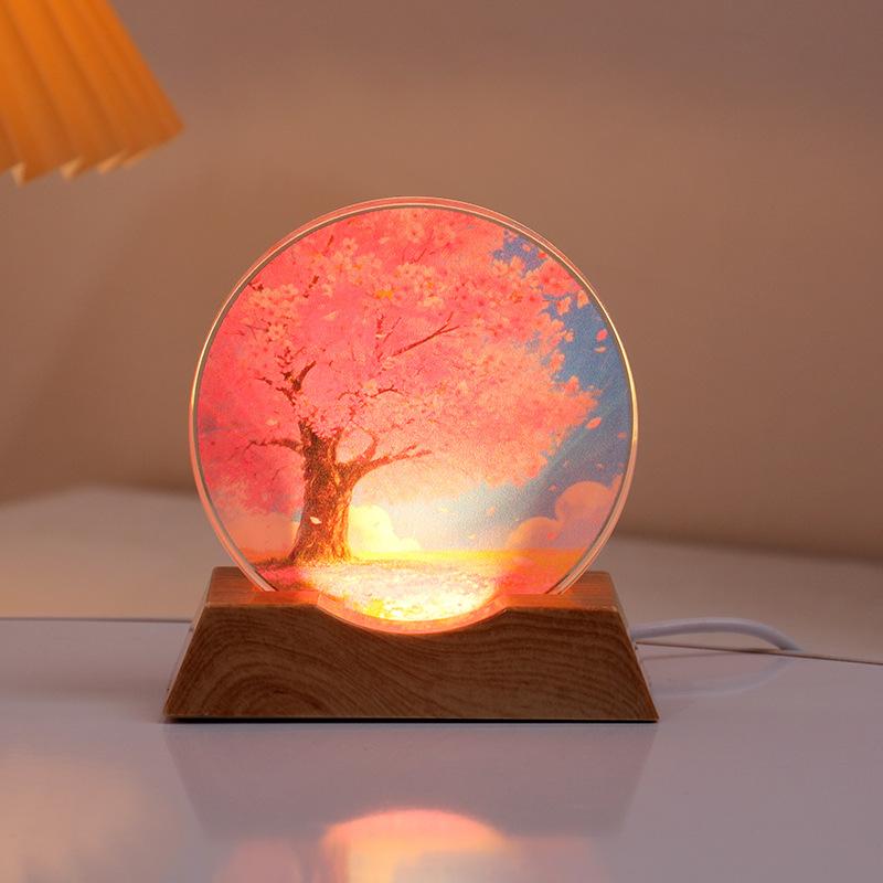 Crystal Disc Luminous Night Lamp Bedside Lamp Ambient Desk Lamp Creative Gift Desktop Decoration Ornament