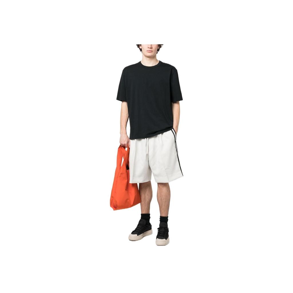 Y-3 Minimalist Mid-Rise Side Three Stripes Logo Print Straight-Leg Shorts Unisex Shorts Light-Gray IA1665