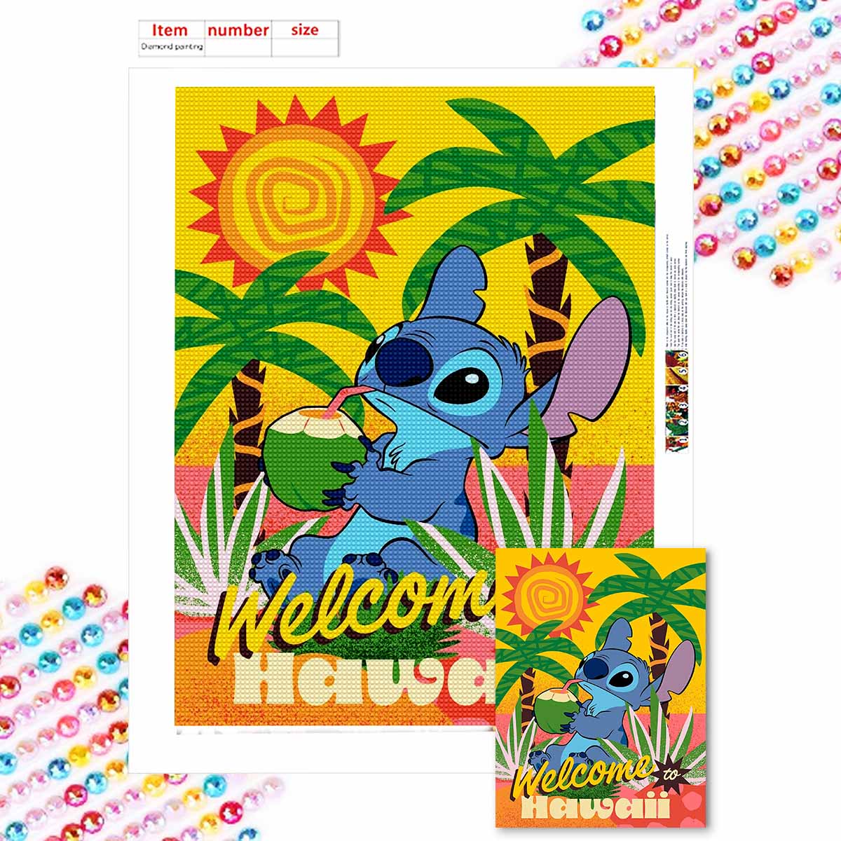 

Full Round Diamond Painting Stitch Drinking Coconut Juice Art Rhinestone Picture Mosaic DIY 5D Cross Stitch Embroidery Home Decoration Round 20x30cm