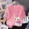Cartoon Cat Graphic Girl Printed T-shirt Summer Women's Casual Outdoor Kids Short Sleeved T-shirt Clothing