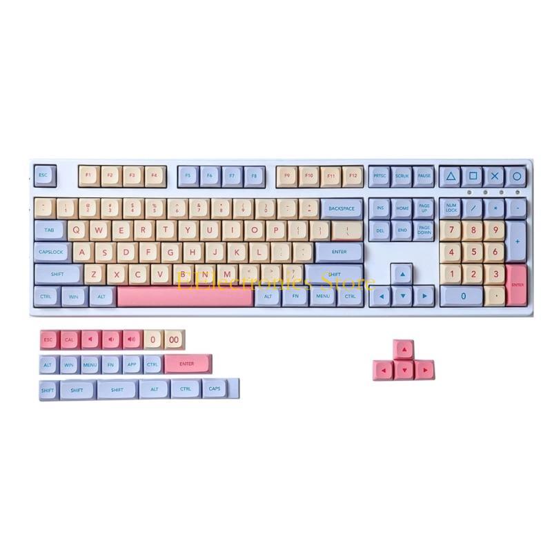 B03C 132 Keys PBT Keycaps XDA Profile DyeSub Personalized Cute Cotton Candy Keycap ForMX Switches Mechanical Keyboard
