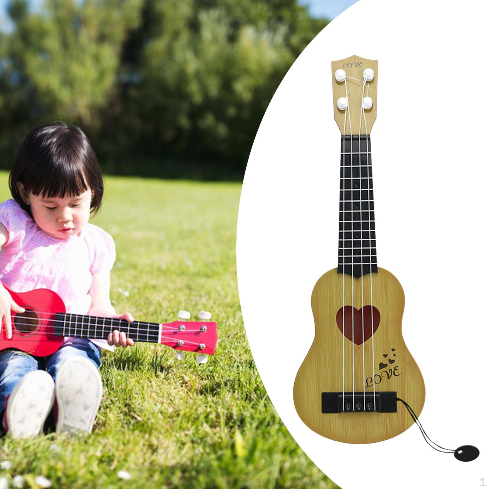 Игрушечная гитара-укулеле, 4 струны, классическая, обучающая, музыкальный инструмент, для раннего 38x12.5cm жёлтый