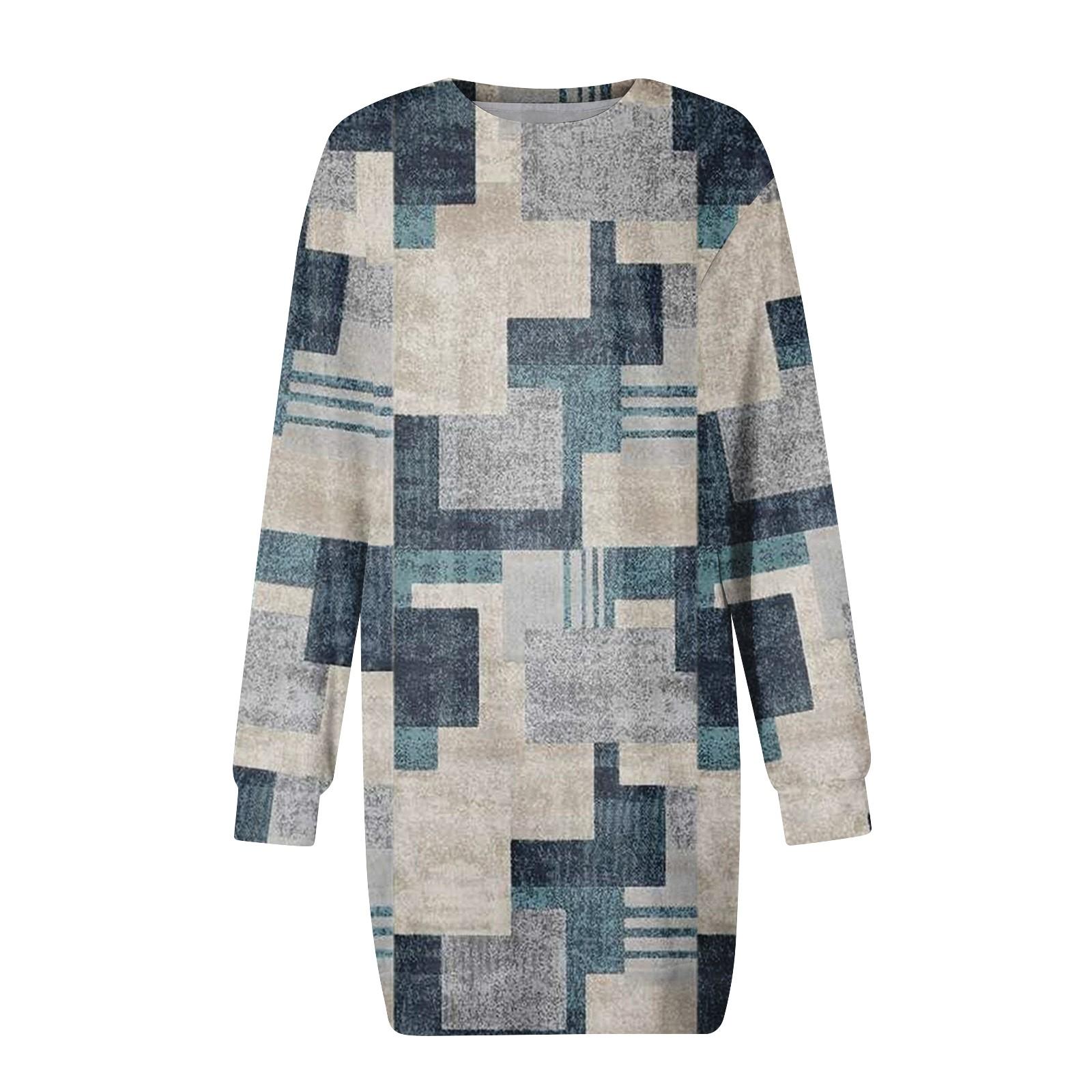 Женское платье с круглым вырезом в стиле ретро и цветочным принтом — фото 5