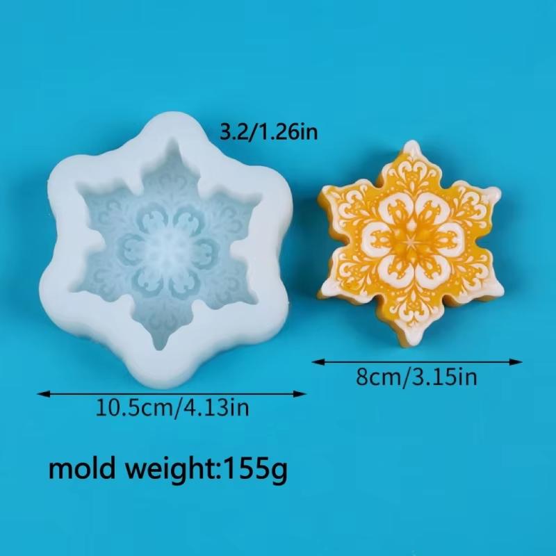 Christmas Snowflake Shaped Silicone Mold Handmade Chocolate Biscuit Cake Decoration Baking Tool DIY Candle Resin Casting Mold