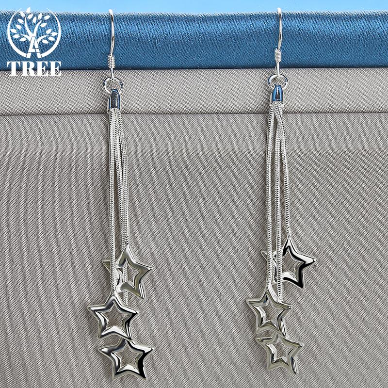 Boucles d'oreilles pendantes en argent sterling 925, chaîne à trois serpents, étoile, bijoux