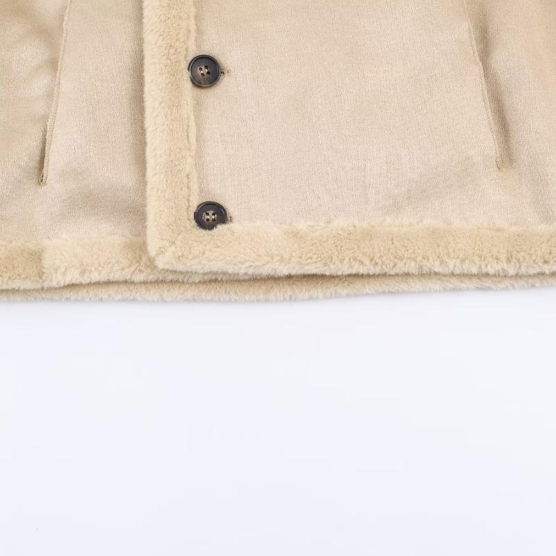 Women Reversible Stand Collar Long Sleeve Short Jacket Winter Casual Loose Versatile